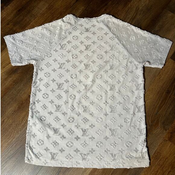 Louis Vuitton Gray Raised Fleece Monogram Men's Crew Neck T-shirt Size XL - Picture 4 of 10